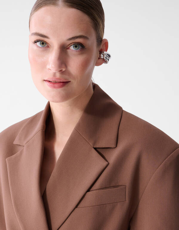 Short Sleeve Blazer Jurk Bruin SHOEBY WOMEN