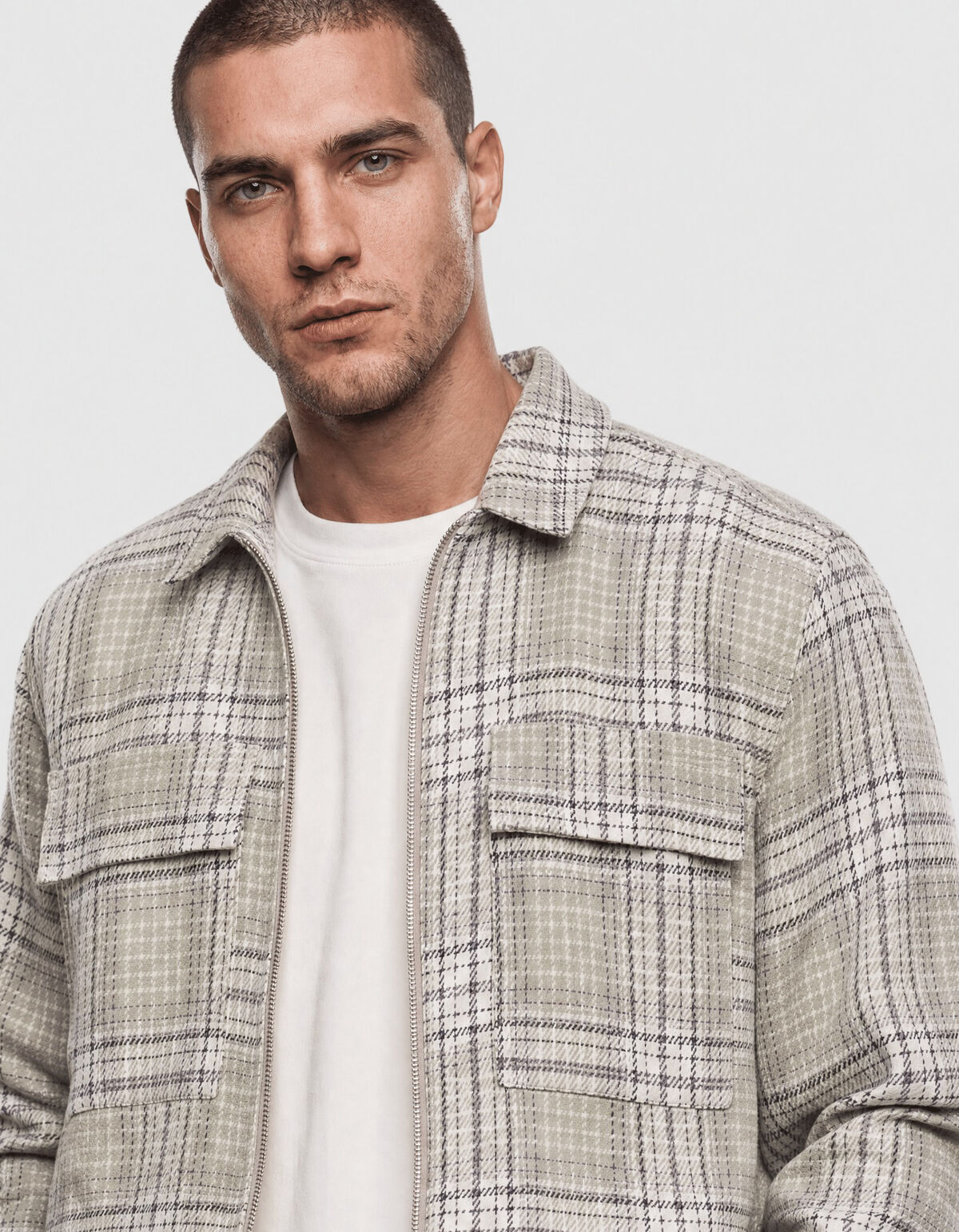 Relaxed Fit Check Overshirt Lichtgroen SHOEBY MEN
