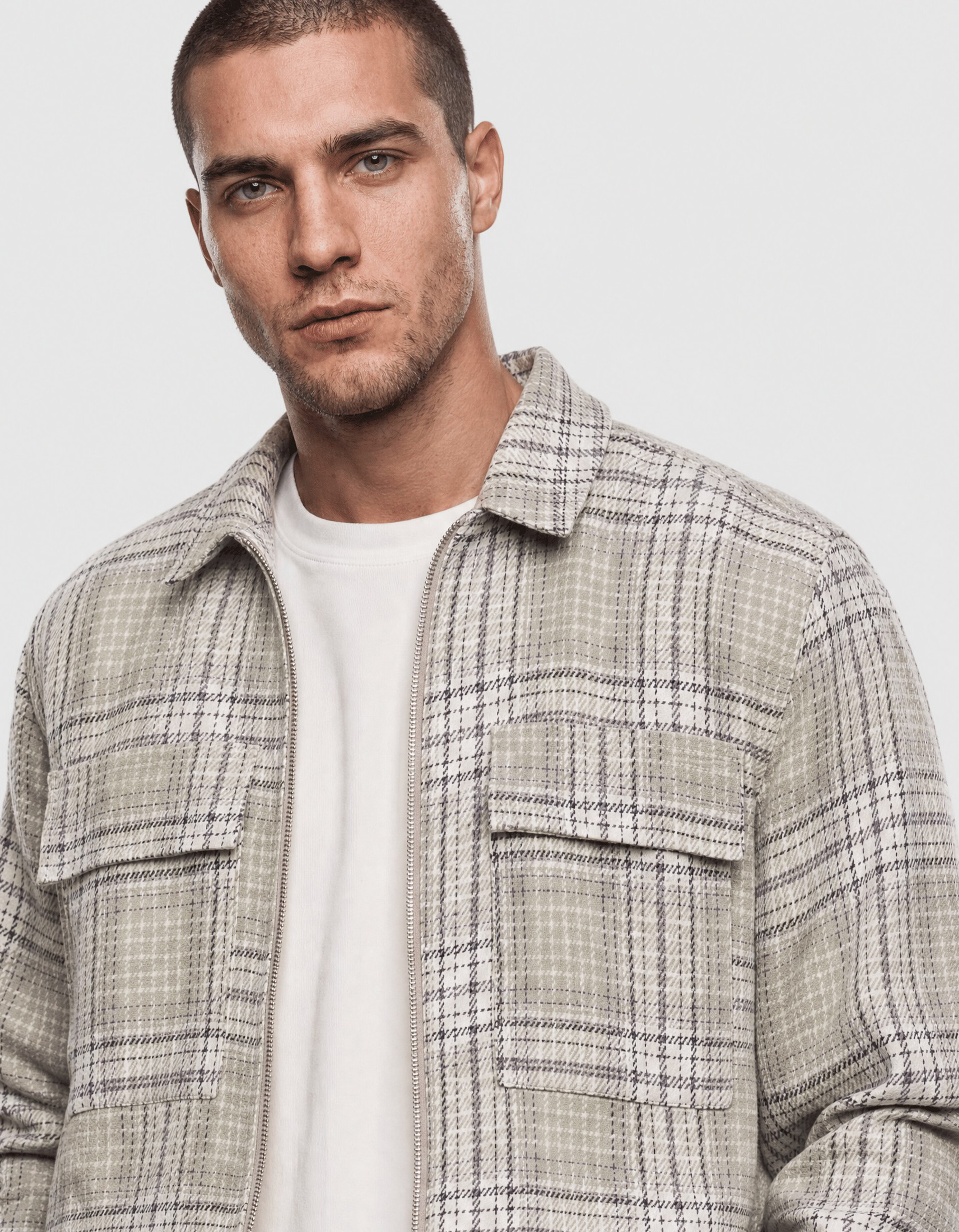 Relaxed Fit Check Overshirt Lichtgroen SHOEBY MEN