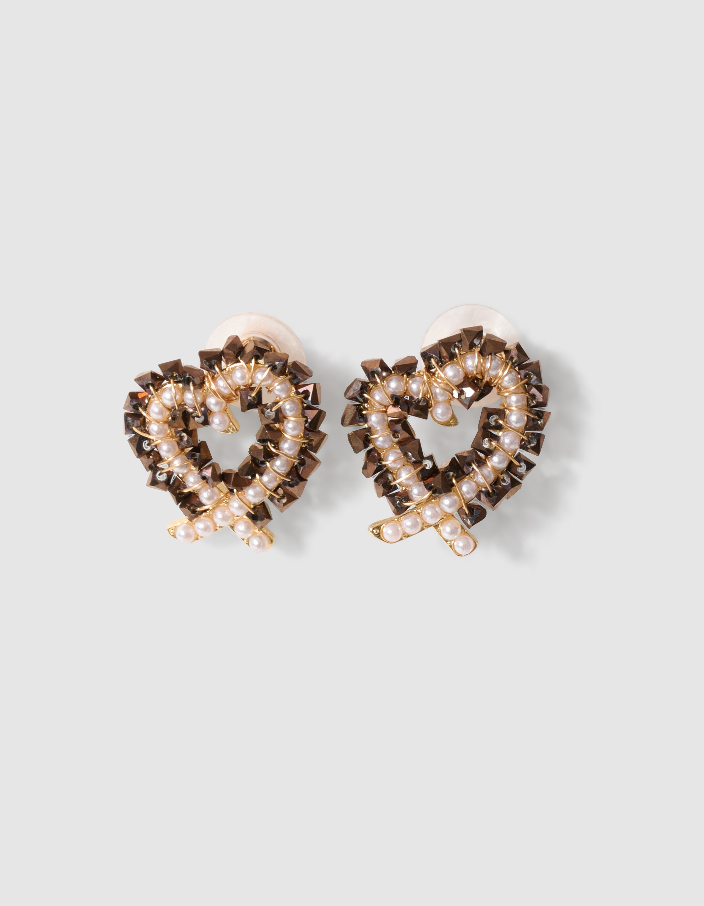 Heart Beads Oorbellen Bruin/Goud SHOEBY ACCESSOIRES