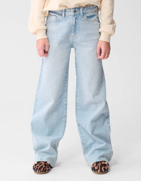 Strass Wide Leg Fit Jeans Bleached SHOEBY GIRLS