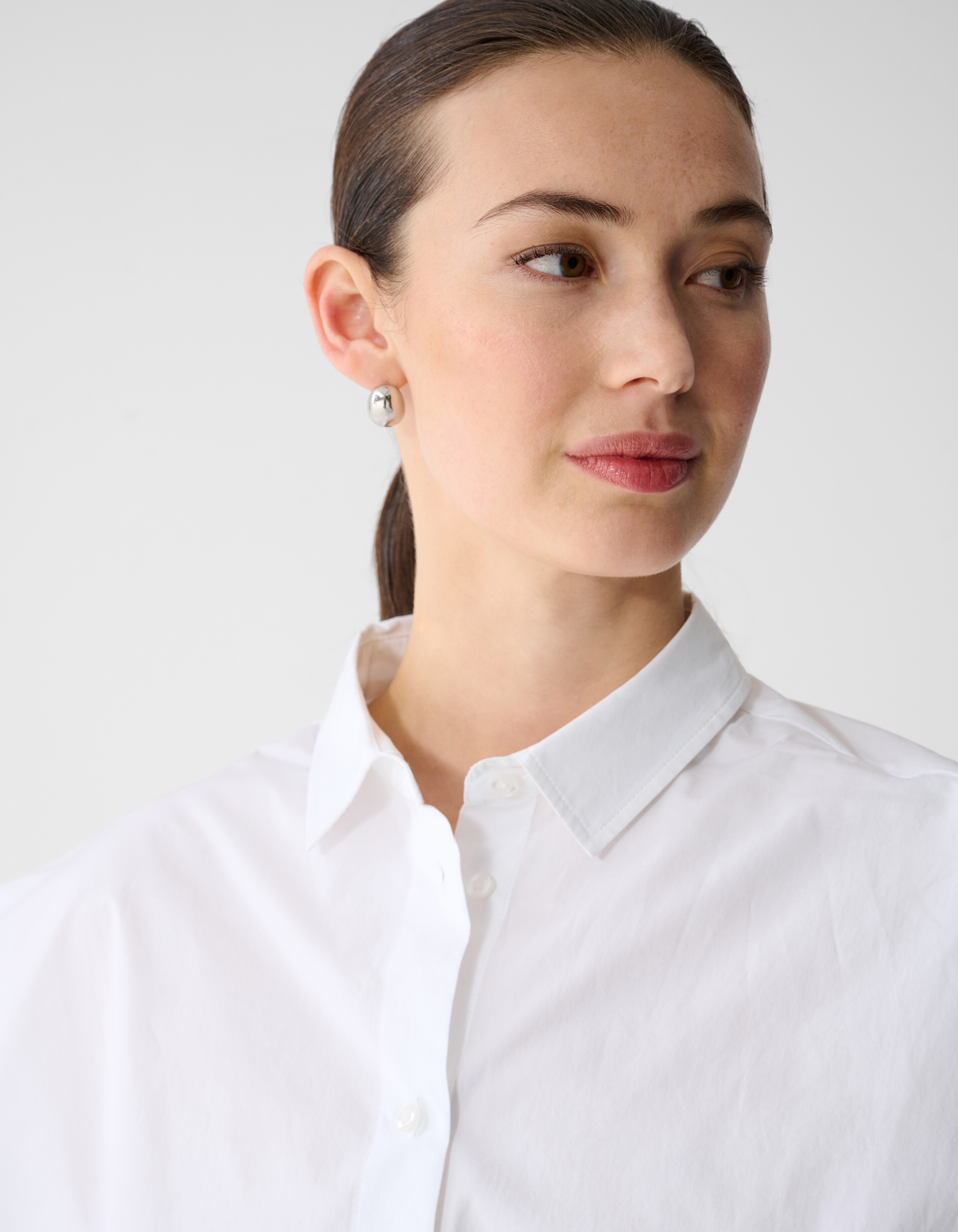 Pleat Poplin Blouse Wit SHOEBY WOMEN