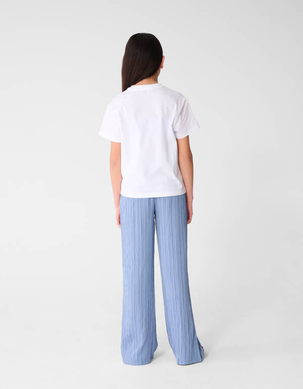 Extra Crinkle Wide Leg Broek Blauw SHOEBY GIRLS