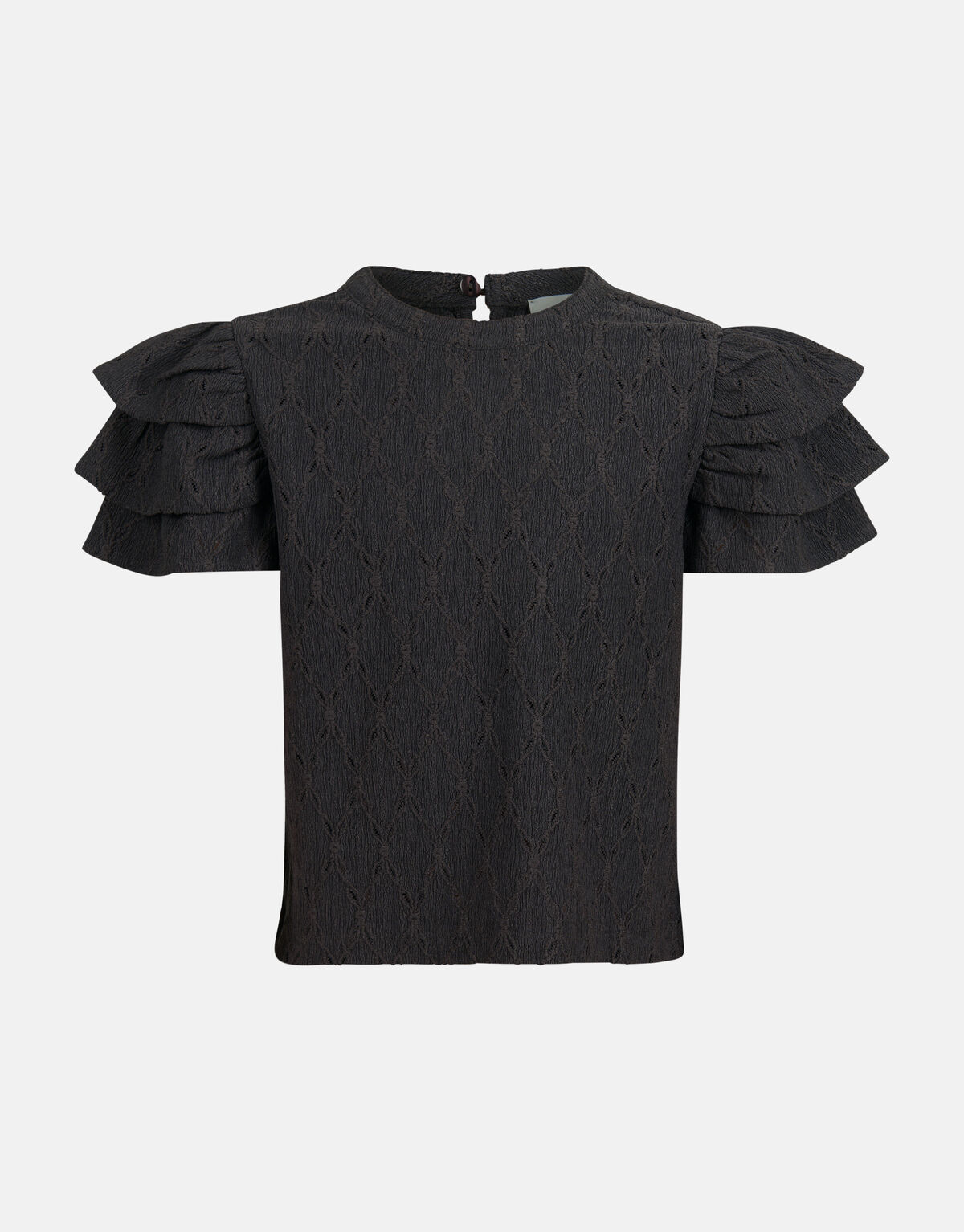 Ajour Ruffle Top Zwart SHOEBY GIRLS