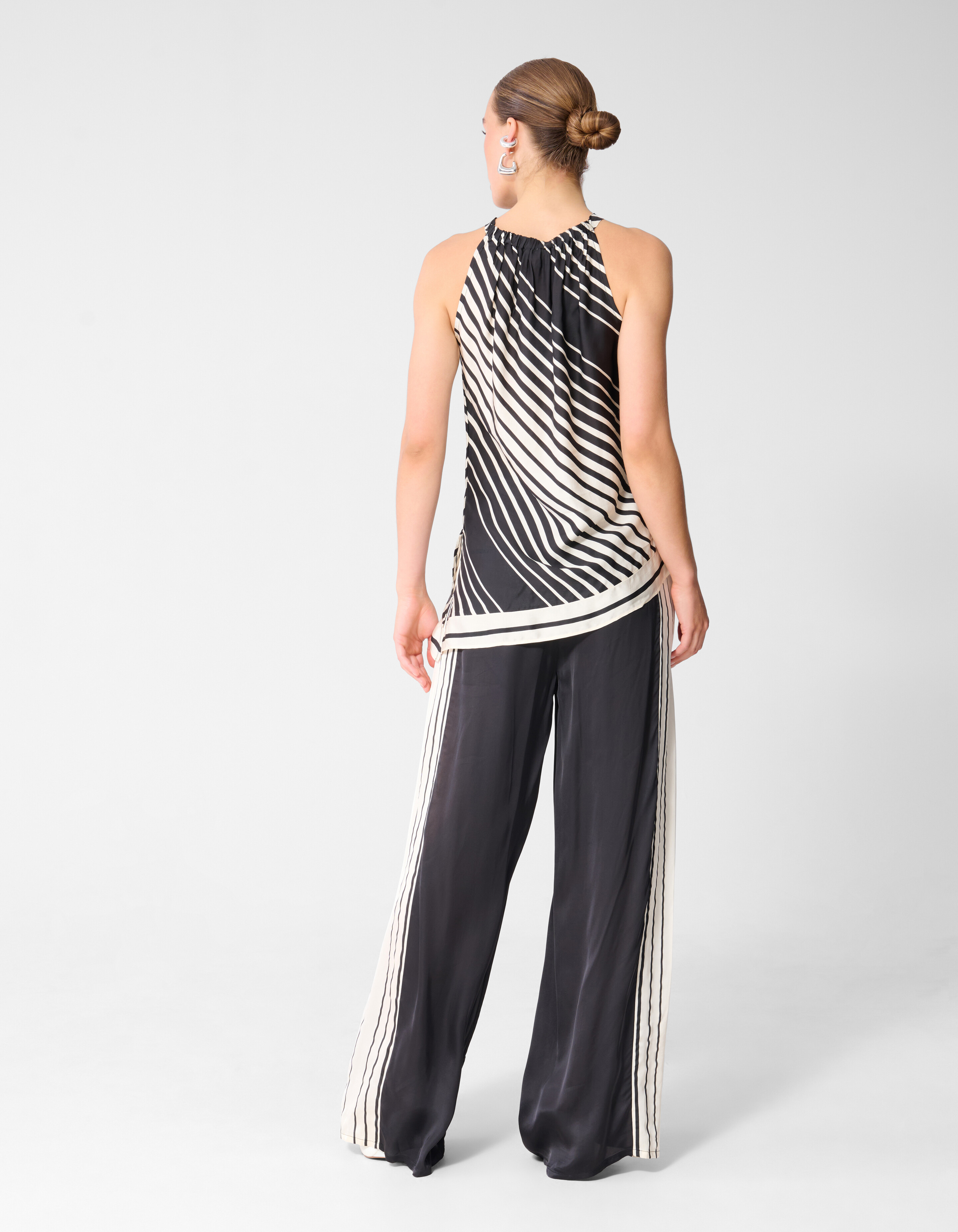 Graphic Wide Leg Broek Zwart/Wit SHOEBY WOMEN