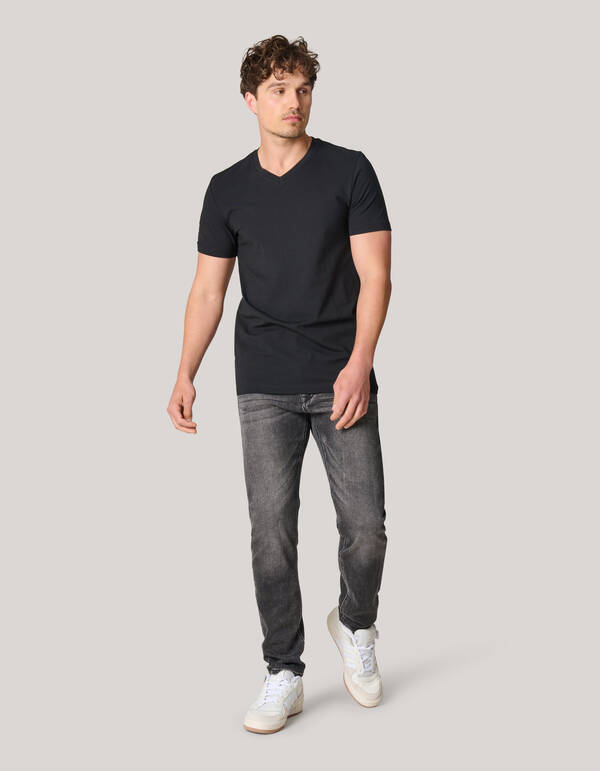 Basis V-hals T-shirt Zwart SHOEBY MEN
