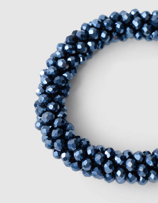 Beaded Haarelastiek Donkerblauw SHOEBY ACCESSOIRES