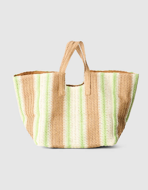 Gebreide Strandshopper Lichtgroen/Taupe SHOEBY ACCESSOIRES