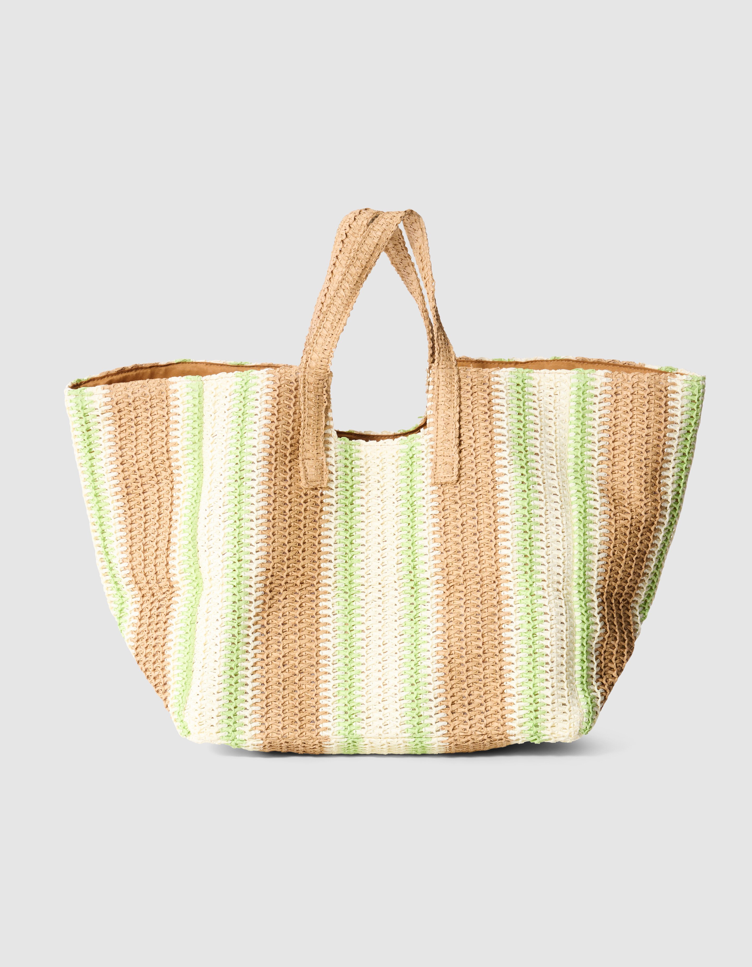 Gebreide Strandshopper Lichtgroen/Taupe SHOEBY ACCESSOIRES