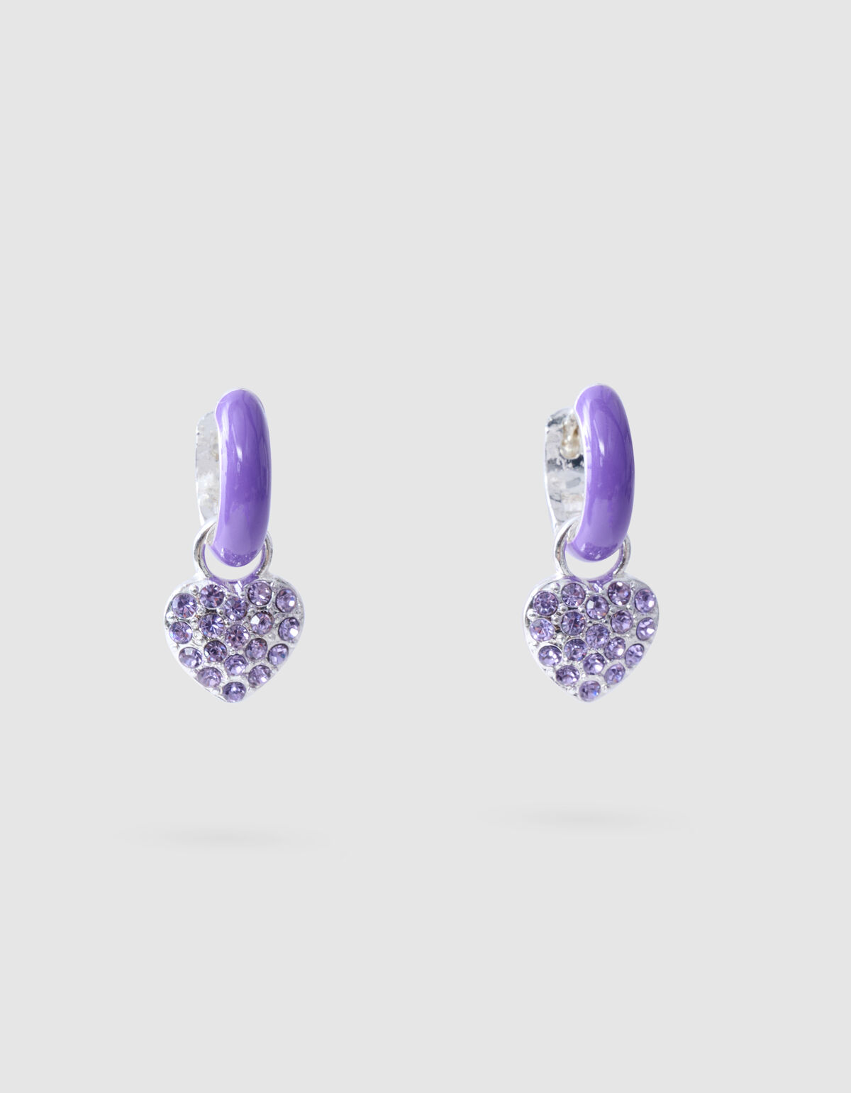 Strass Heart Oorbellen paars SHOEBY ACCESSOIRES