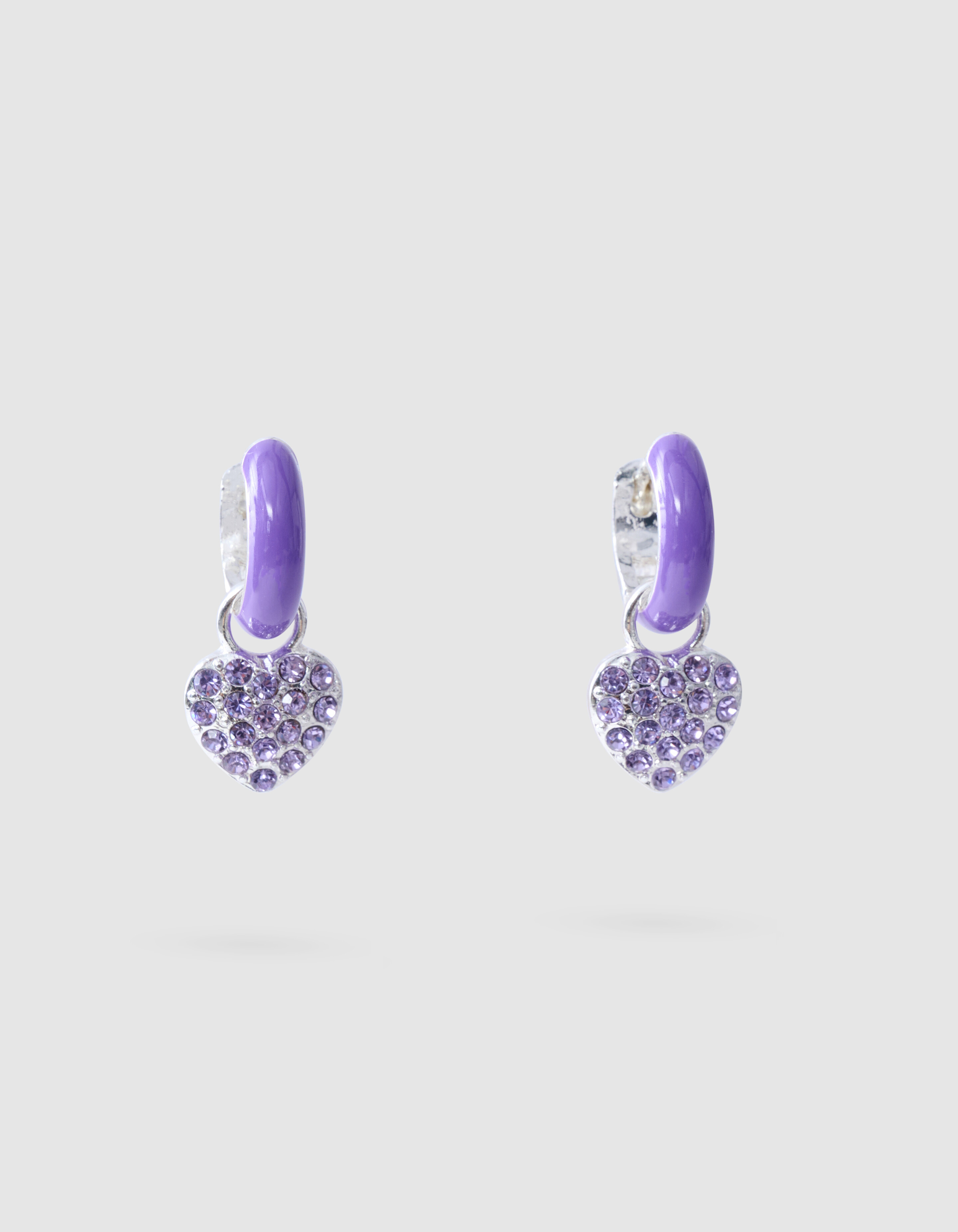 Strass Heart Oorbellen paars SHOEBY ACCESSOIRES