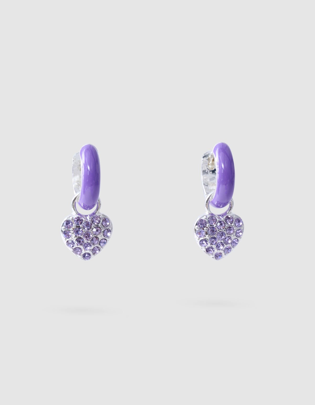 Strass Heart Oorbellen paars SHOEBY ACCESSOIRES