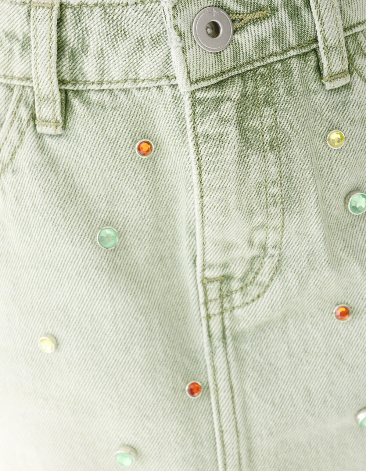 Rhinestone Denim Rok Groen SHOEBY GIRLS