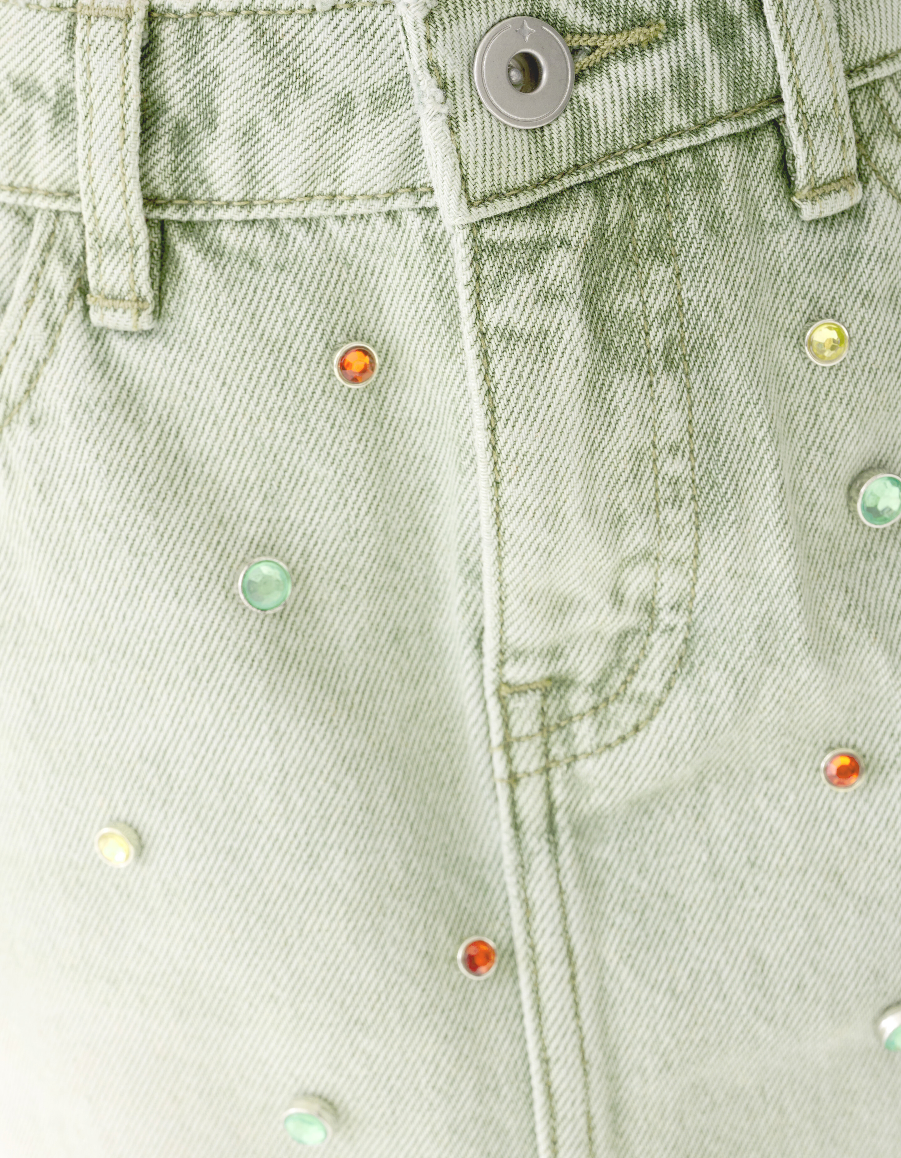 Rhinestone Denim Rok Groen SHOEBY GIRLS