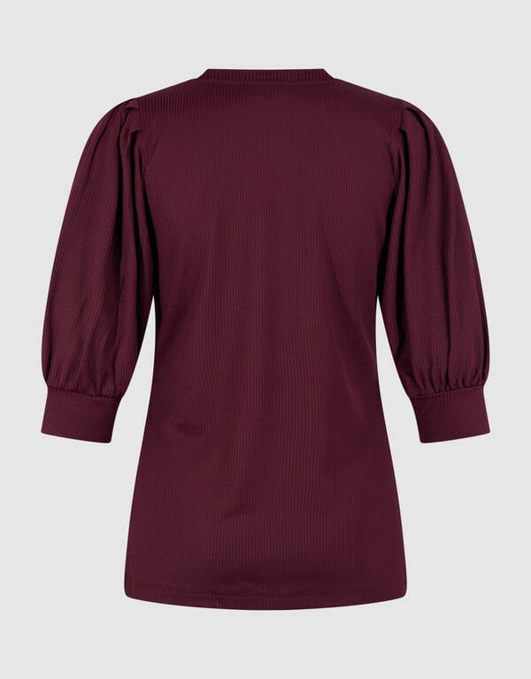 Rib Jersey Top Donkerrood SHOEBY WOMEN