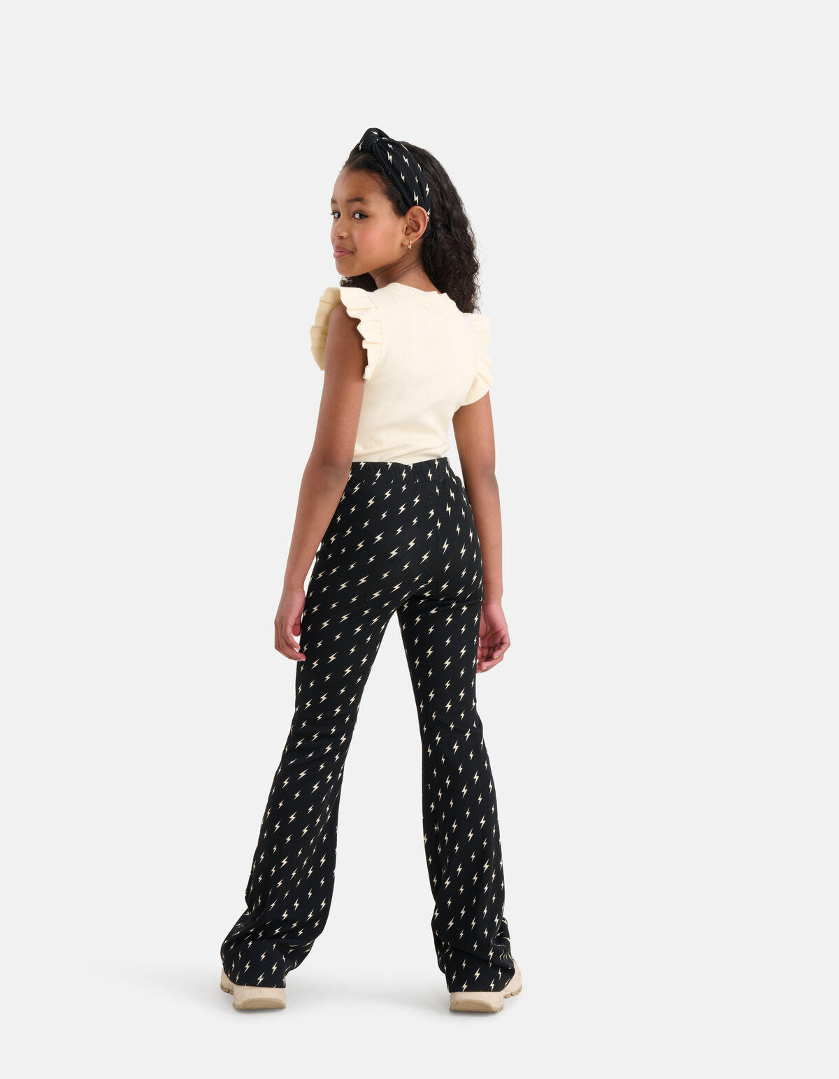Printed Rib Flared Legging Zwart SHOEBY GIRLS
