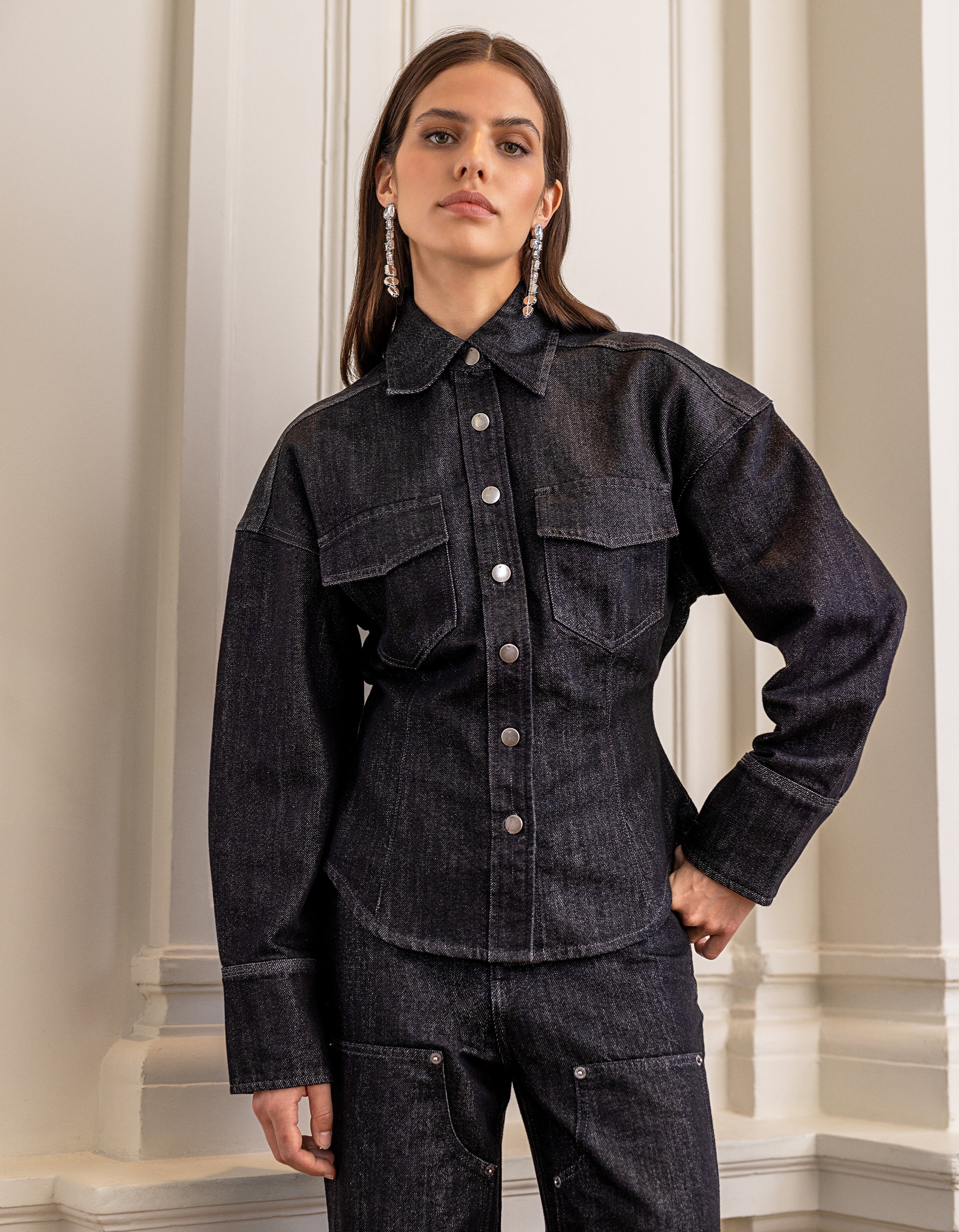 Zandloper Denim Blouse Zwart SHOEBY WOMEN