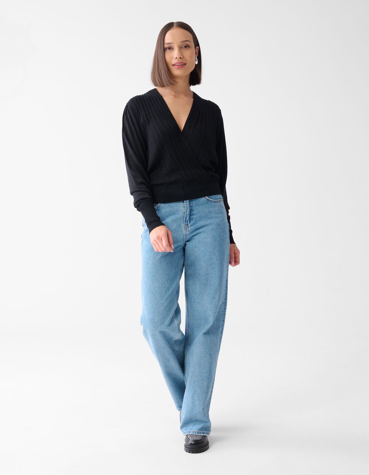 Glitter Overslag Trui Zwart SHOEBY WOMEN