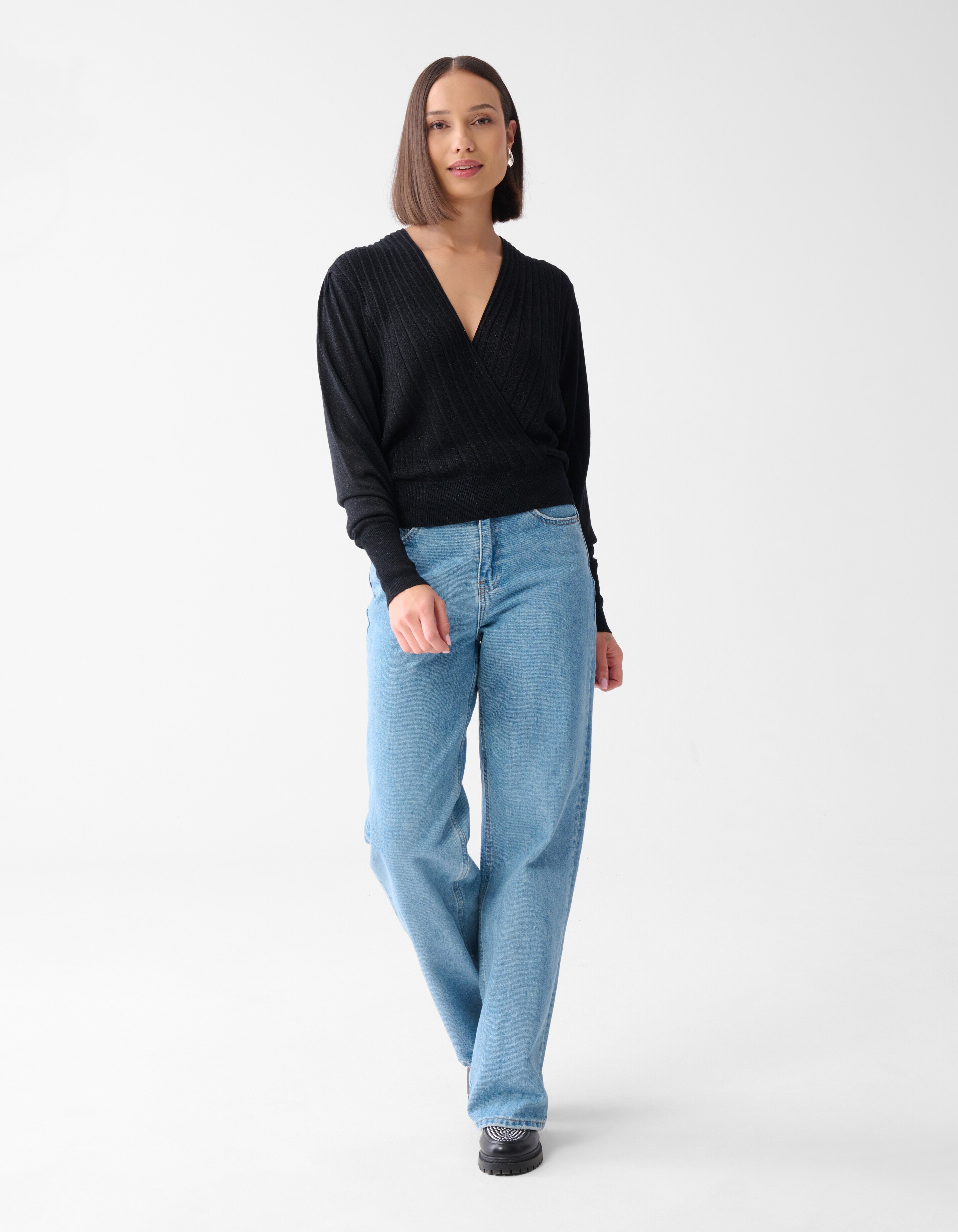 Glitter Overslag Trui Zwart SHOEBY WOMEN