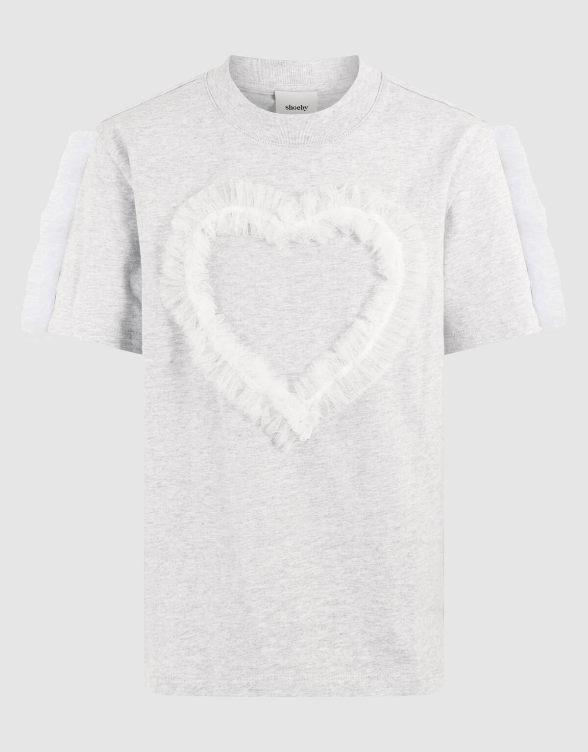 Mesh Heart T-shirt Lichtgrijs SHOEBY GIRLS