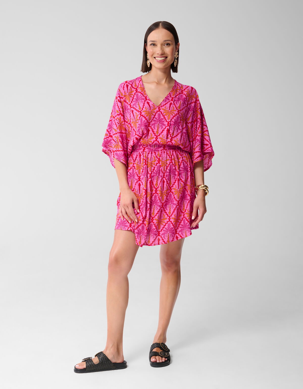 Printed Crinkle Mini Jurk Roze SHOEBY WOMEN