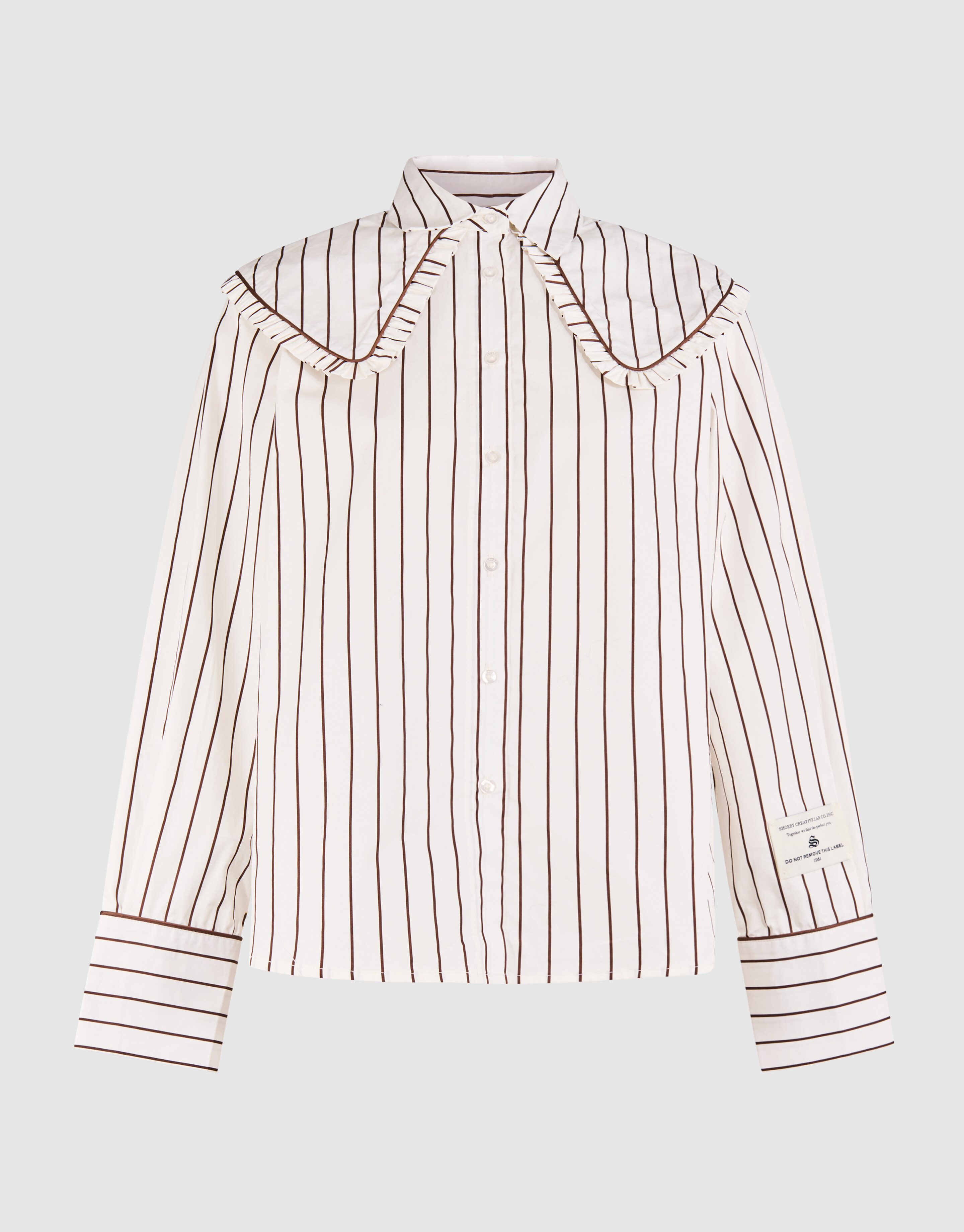 Big Collar Stripe Blouse Bruin SHOEBY WOMEN