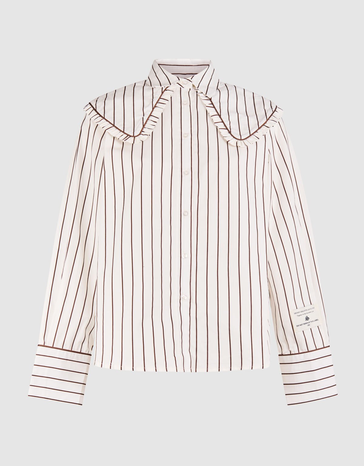 Big Collar Stripe Blouse Bruin SHOEBY WOMEN
