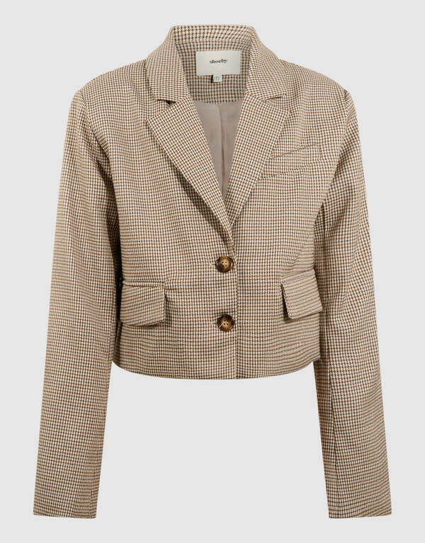 Cropped Ruiten Blazer Lichtbruin SHOEBY GIRLS