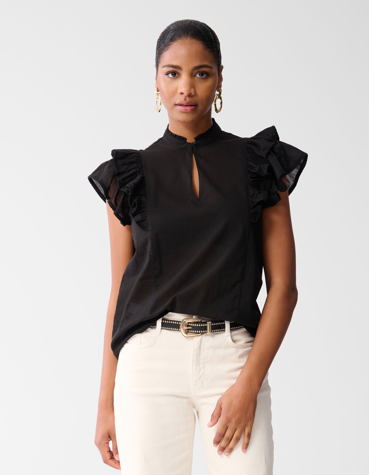 Ruffle Top Zwart SHOEBY WOMEN