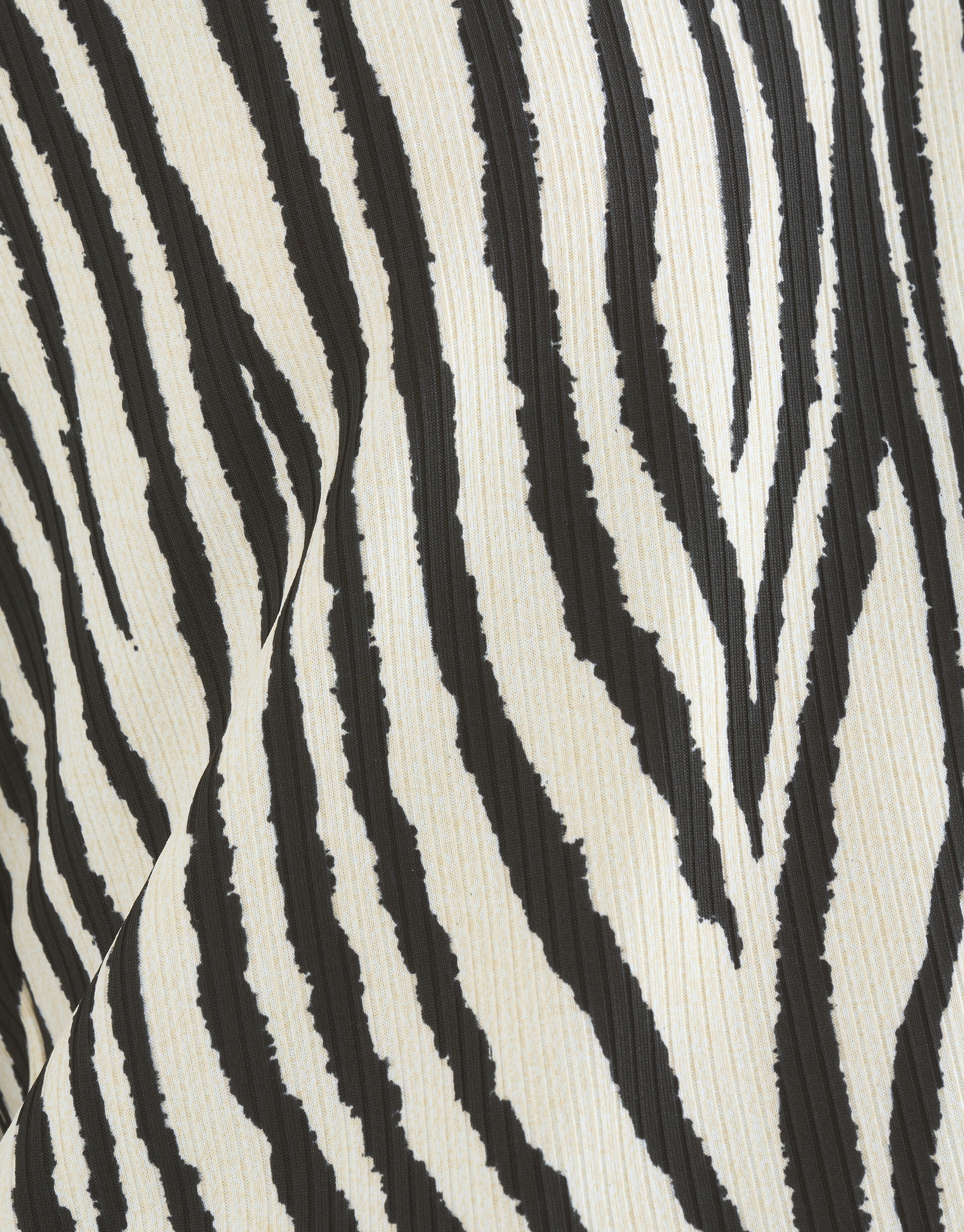 Printed Rib V-hals Top Zwart/Wit SHOEBY WOMEN