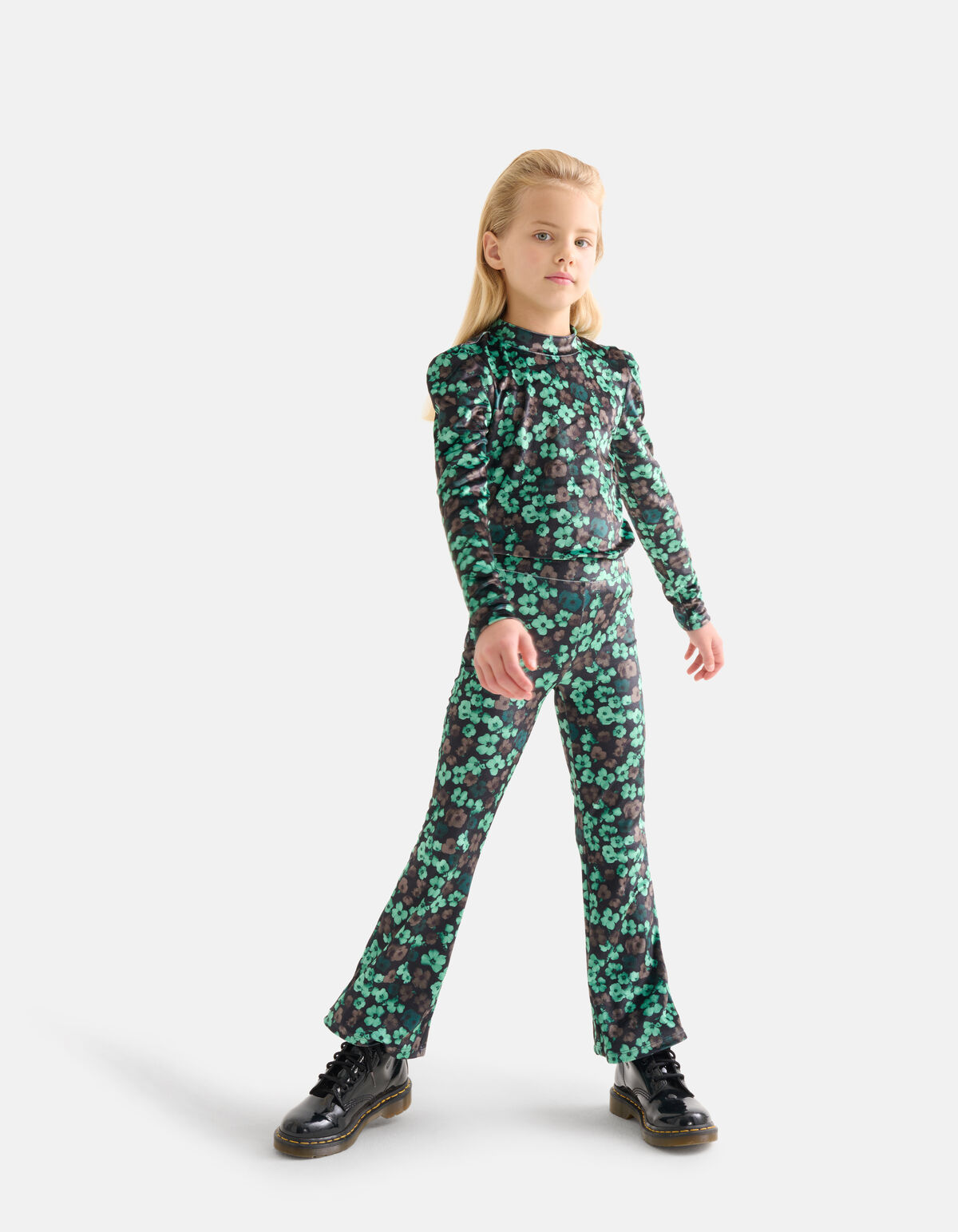 Velvet Bloemenprint Top Groen SHOEBY GIRLS