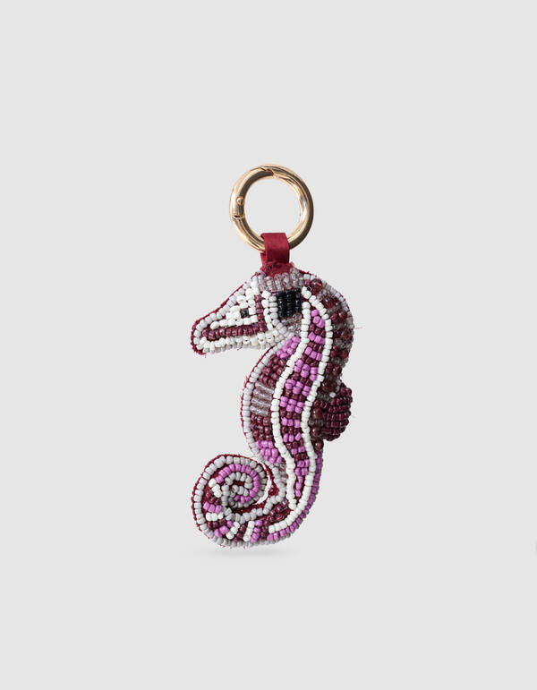 Beaded Zeepaard Sleutelhanger Donkerrood SHOEBY ACCESSOIRES