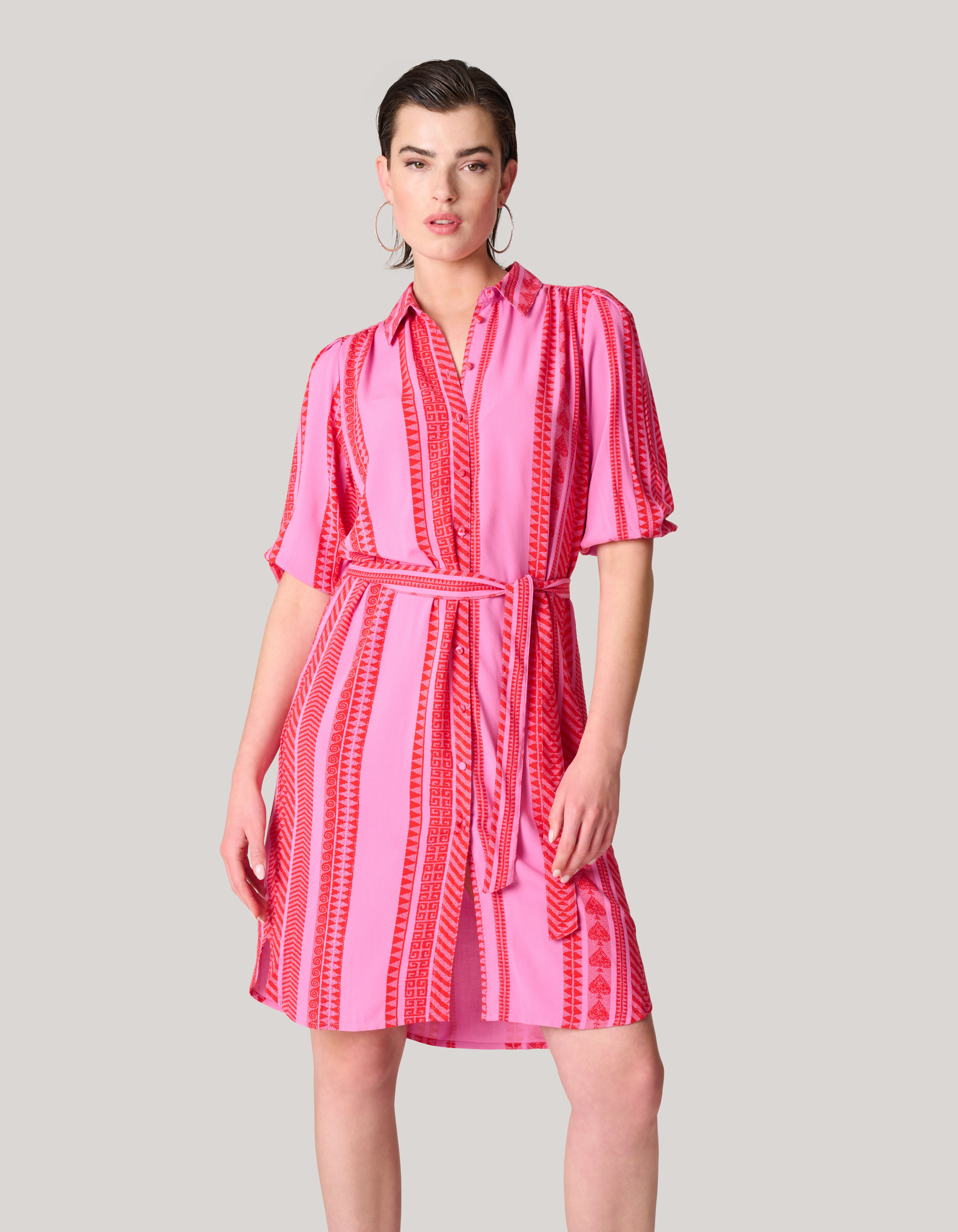 Printed Mini Jurk Roze Rood Shoeby