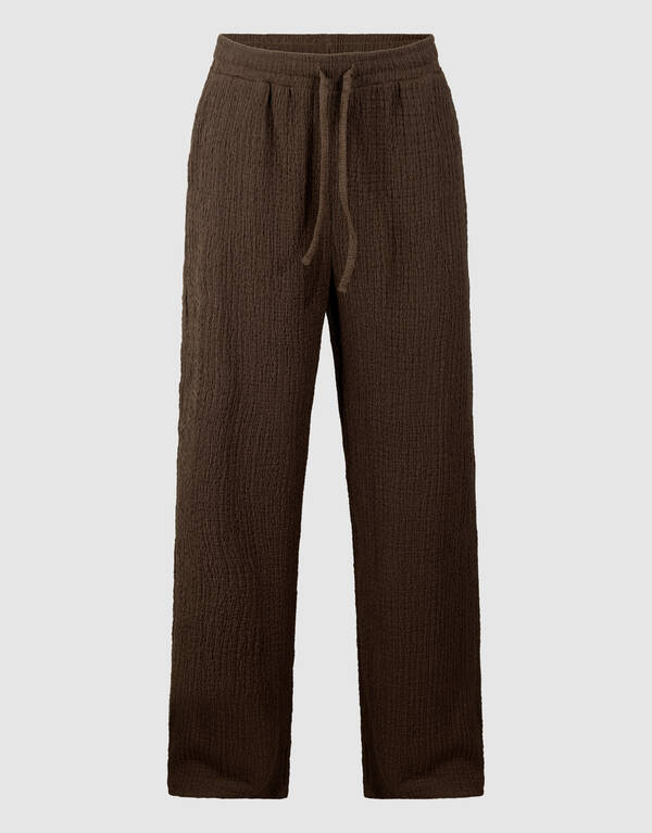Crinkle Wide Leg Fit Broek Bruin SHOEBY WOMEN