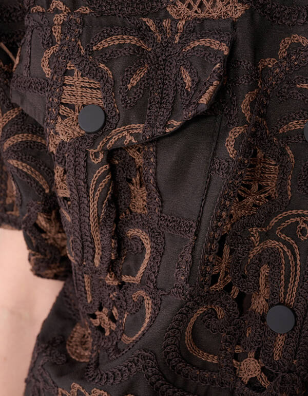 Embroidery Blouse Donkerbruin By Mieke SHOEBY WOMEN