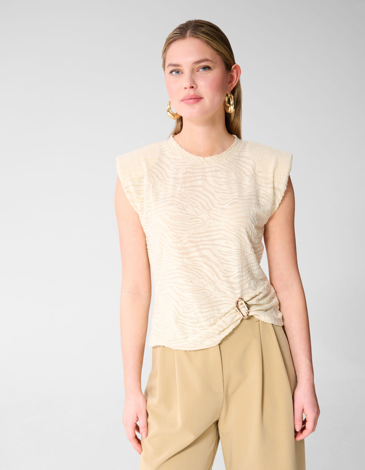 Zebra Organic Top Gebroken Wit SHOEBY WOMEN