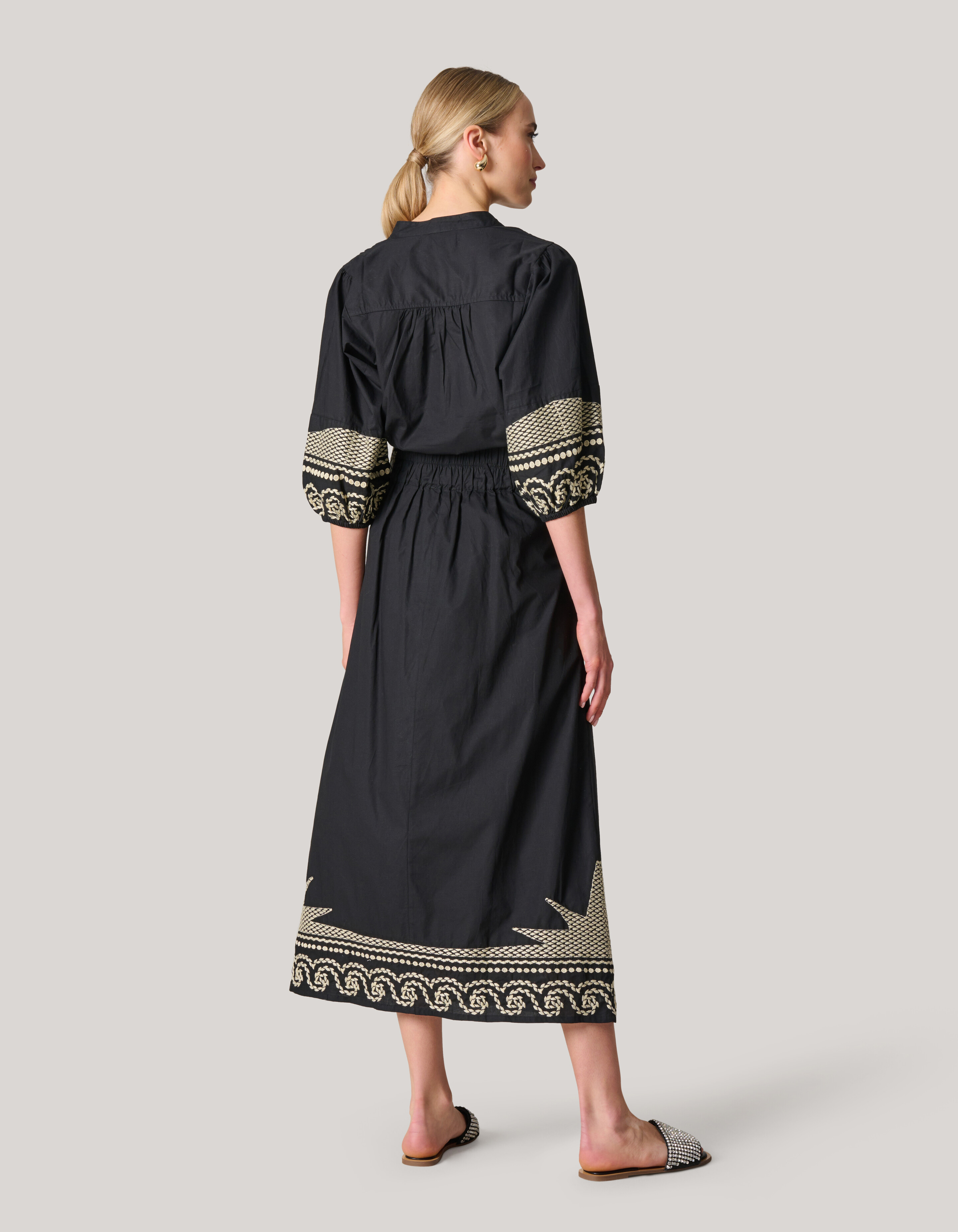 Embroidery Maxi Rok Zwart SHOEBY WOMEN