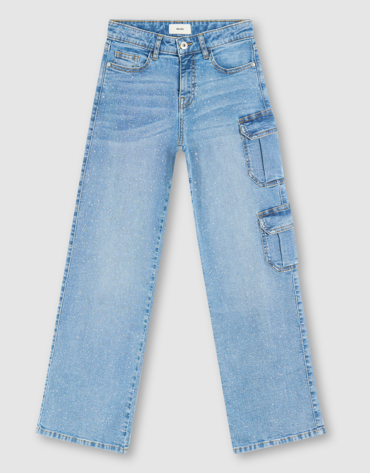 Pocket Strass Straight Fit Jeans Blauw SHOEBY GIRLS
