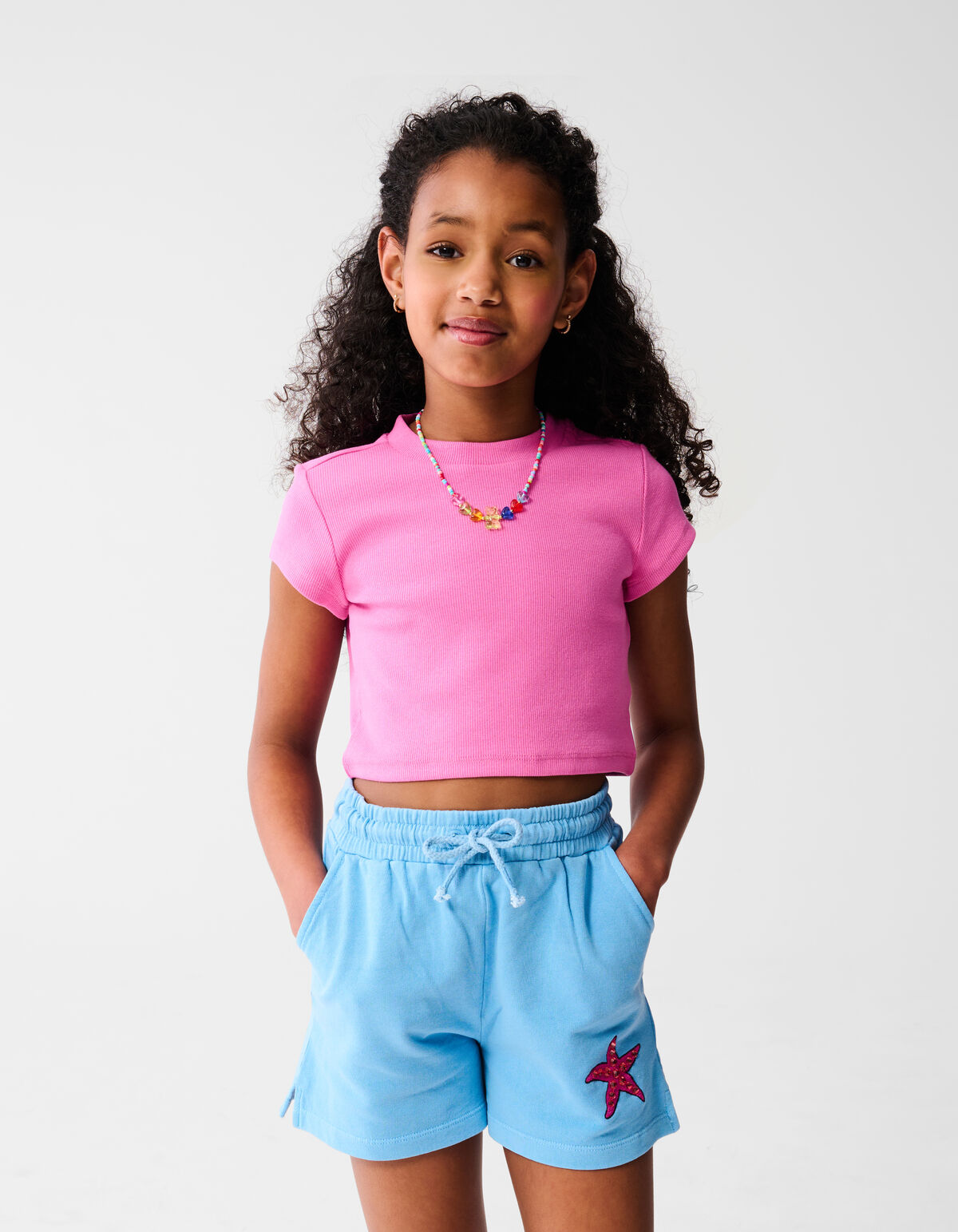 Rib Crop Top Roze SHOEBY GIRLS