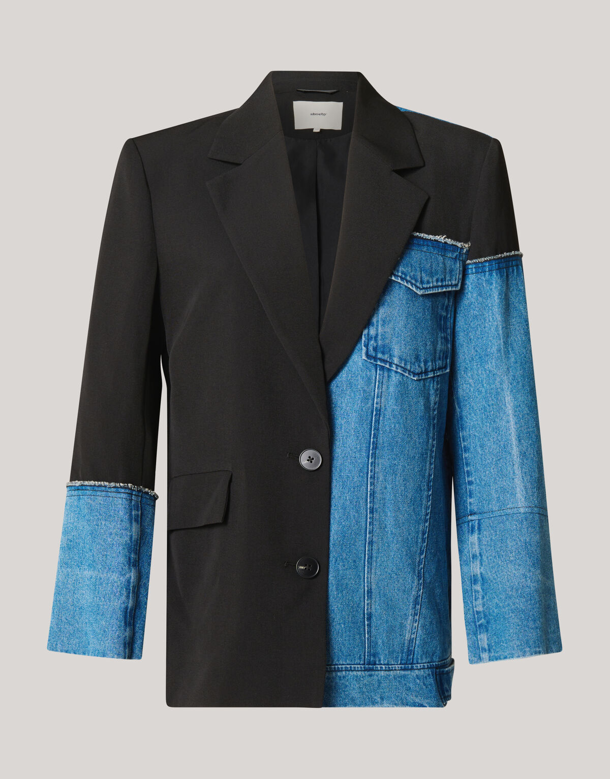 Two Tone Denim blazer Zwart/blauw SHOEBY WOMEN