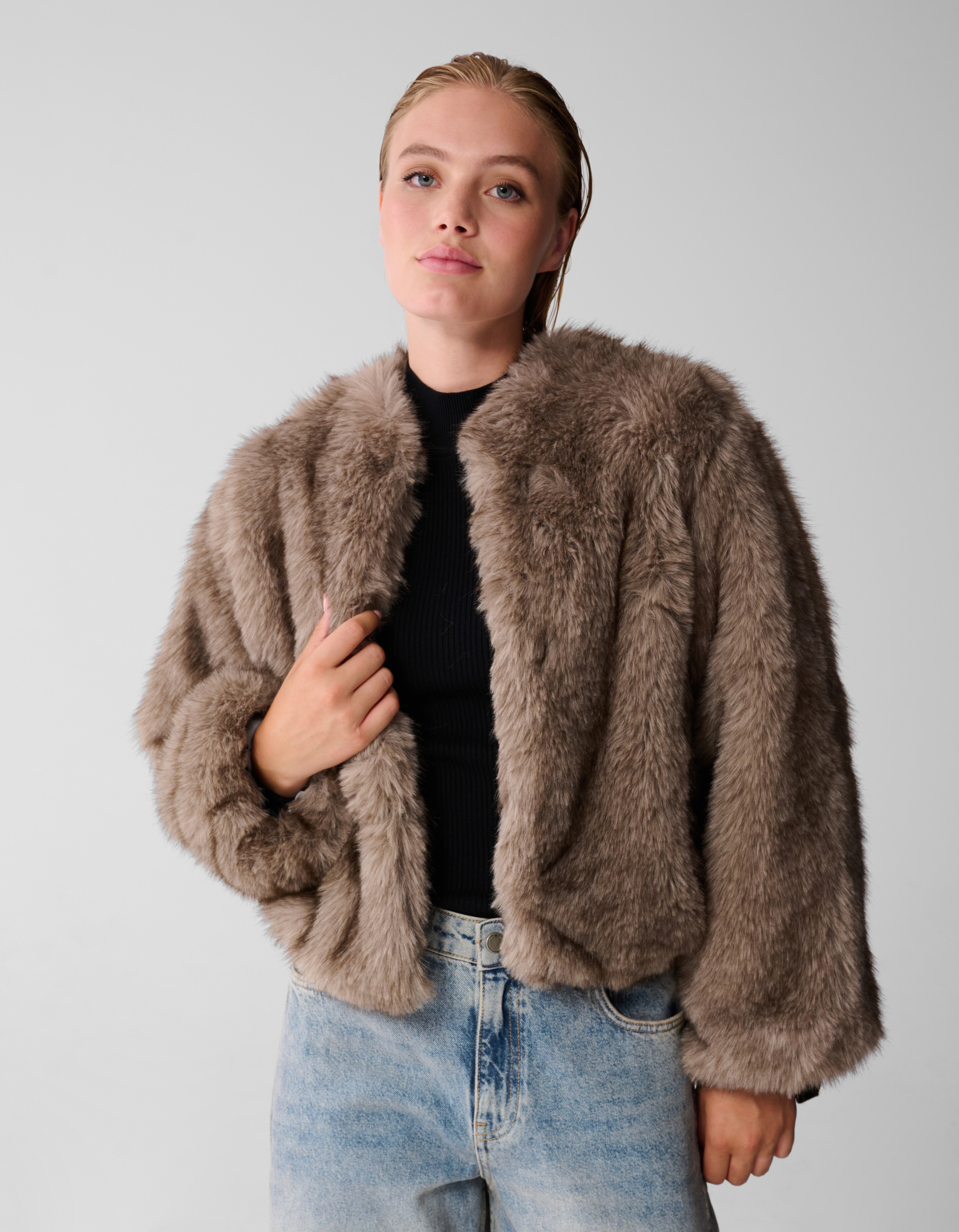 Hairy Fake Fur Jas Bruin SHOEBY WOMEN