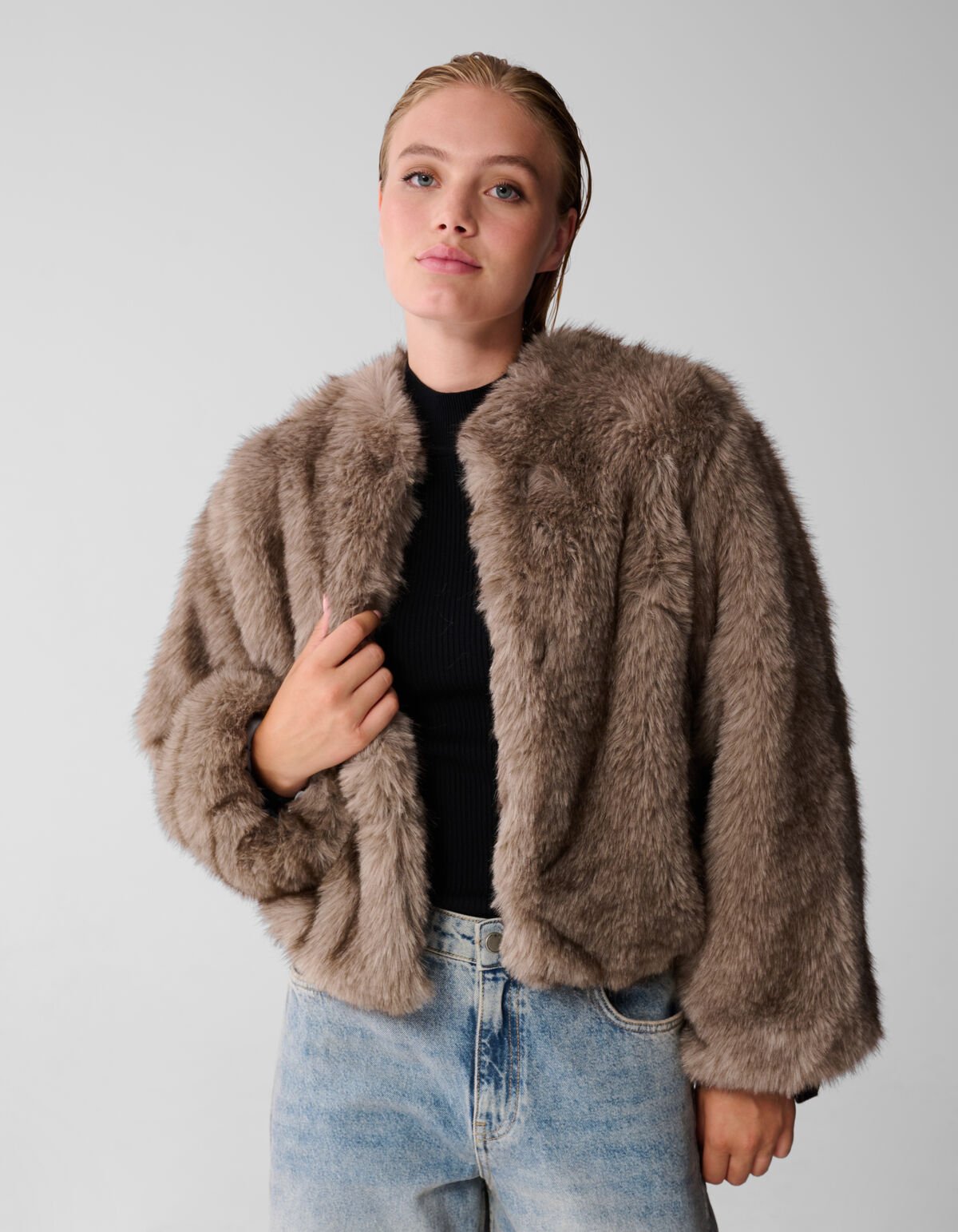 Hairy Fake Fur Jas Bruin SHOEBY WOMEN