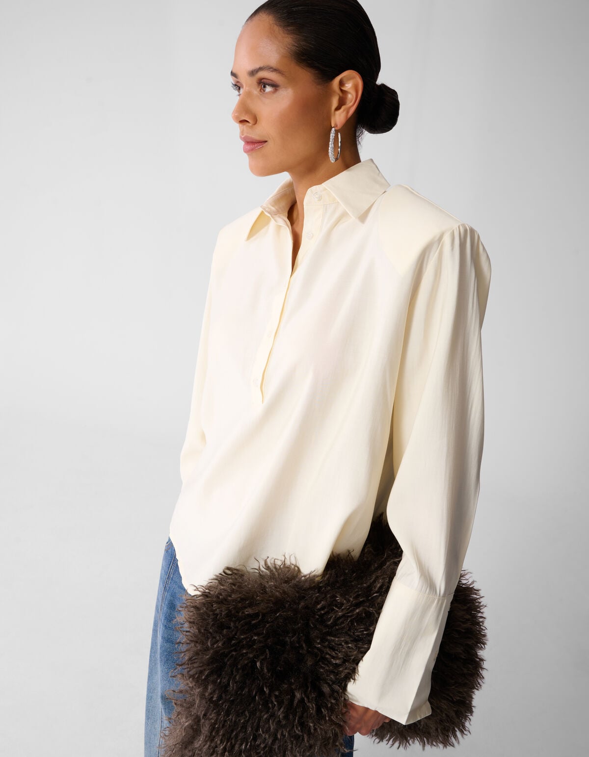Soft Polo Blouse Ecru SHOEBY WOMEN