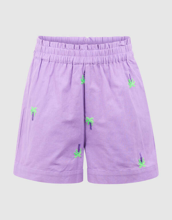Palm Tree Embroidery Short Paars SHOEBY GIRLS