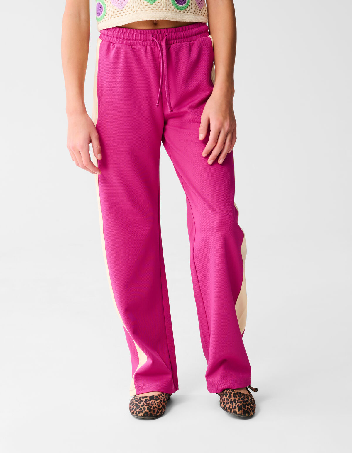 Sporty Wide Leg Broek Roze SHOEBY GIRLS