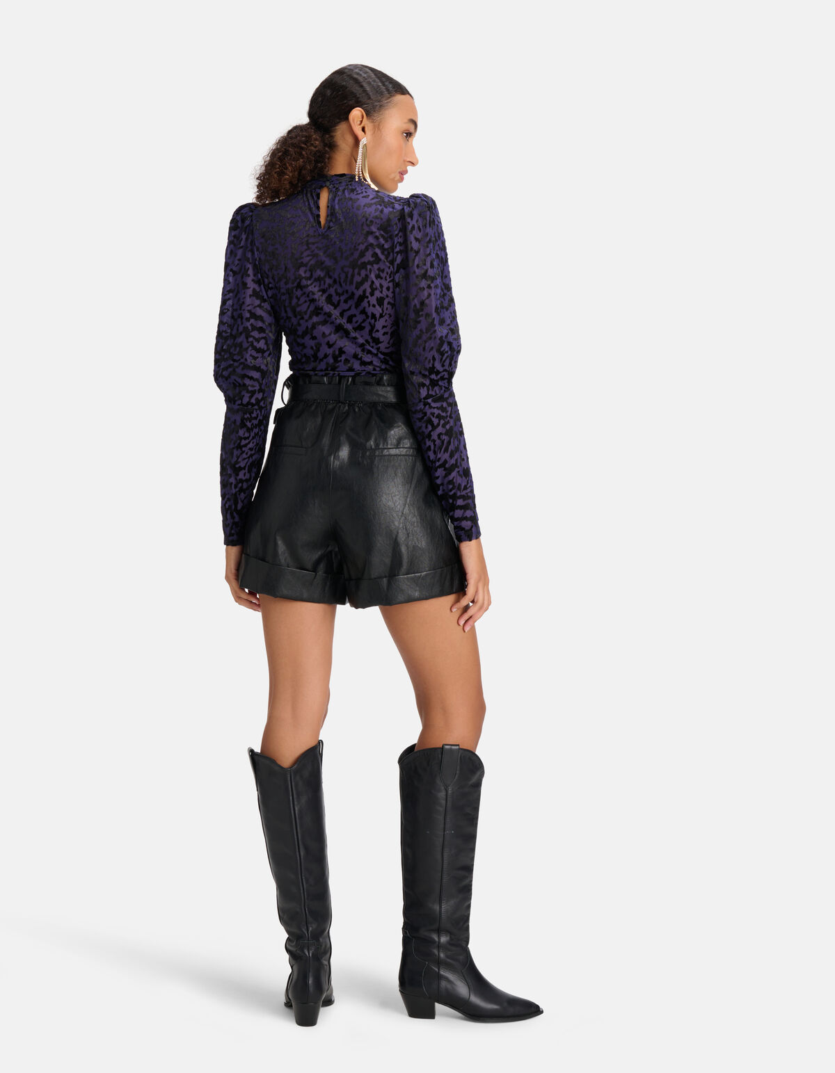 Velvet Print Top Paars SHOEBY WOMEN