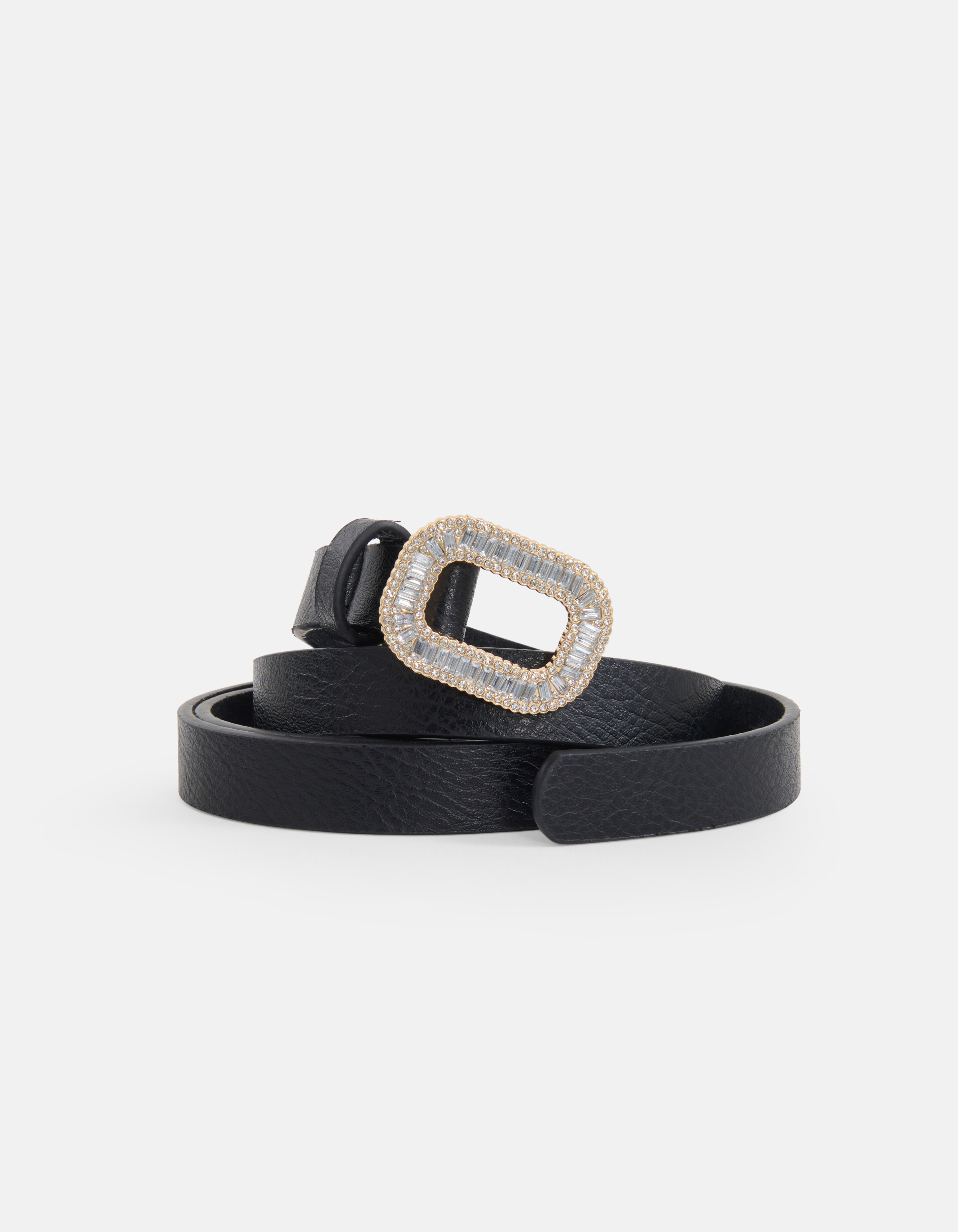 Strass Buckle Riem Zwart SHOEBY ACCESSOIRES