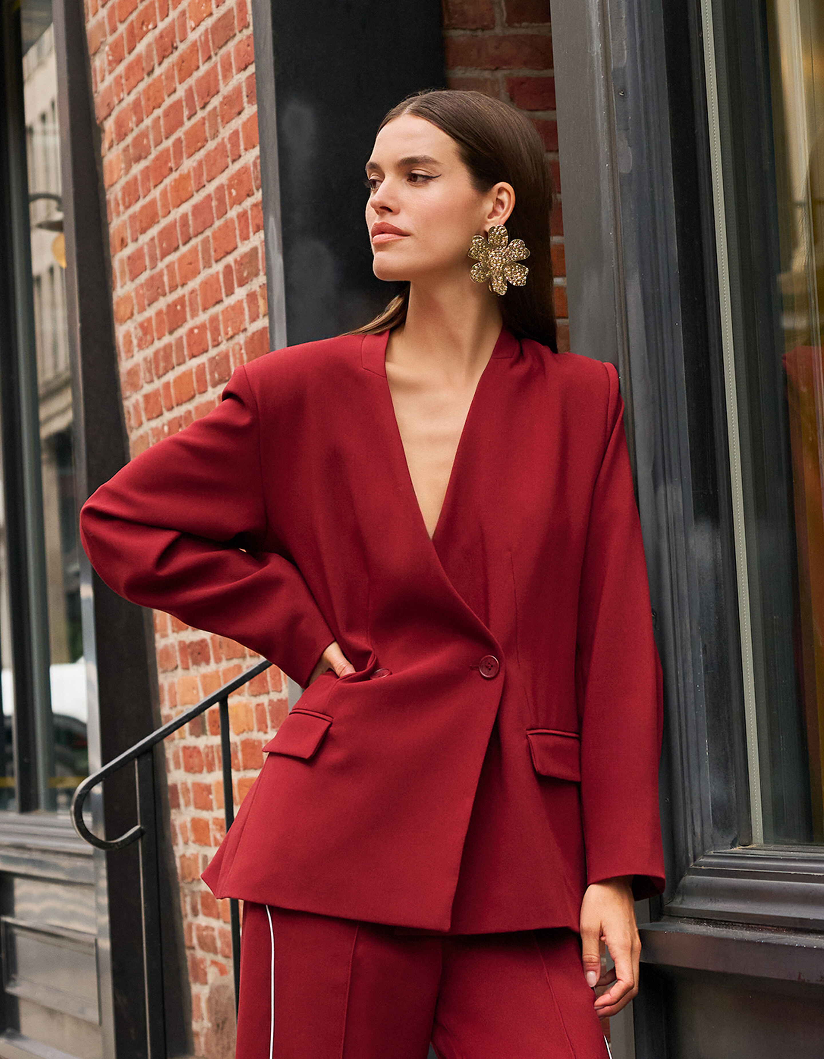 Oversized Blazer Donkerrood SHOEBY WOMEN