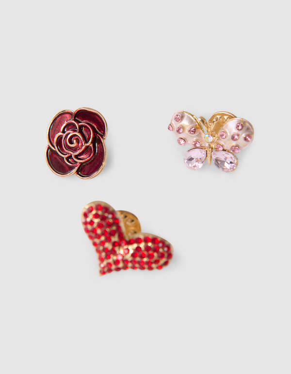 Roos Broche Set Rood SHOEBY ACCESSOIRES
