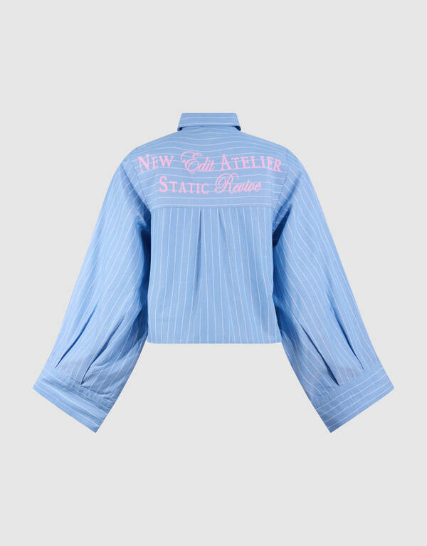 Poplin Pinstripe Artwork Blouse Blauw SHOEBY WOMEN